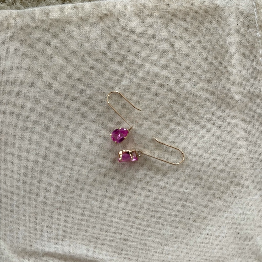 10k Ruby (Lab Grown) Drop Earrings - image 3